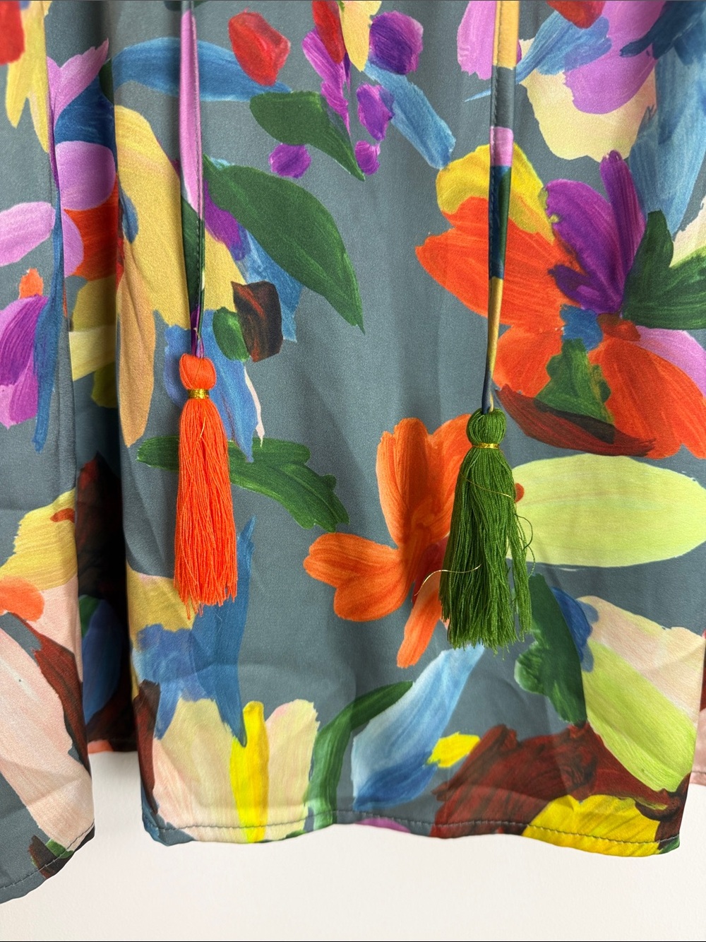 THML Multicolor Floral Tassel V-Neck Blouse - Picture 4 of 6